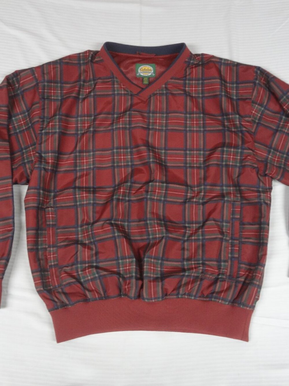 CABELAS WINDCREST CHECK WIND PULLOVER JACKET RED PLAID MEDIUM L890